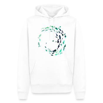 École de poissons,poissons,peinture,graffiti,bleu - Sweat à capuche Premium bio Homme - blanc - Devant - Nico (187cm)