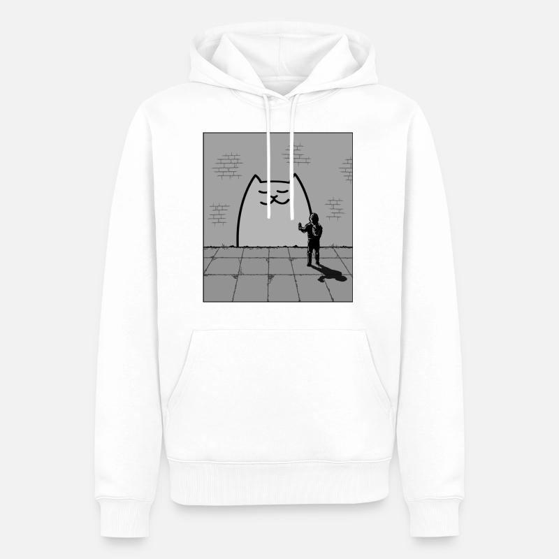 Chat endormi - Sweat à capuche Premium bio Homme - blanc