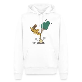 biber beaver flannelette animal animal animal9 - Sweat à capuche Premium bio Homme - blanc - Devant - Nico (187cm)