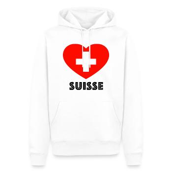 Schweiz Herz Shirt zur WM - Männer Premium Bio Hoodie - Weiß - Vorne - Nico (187cm)