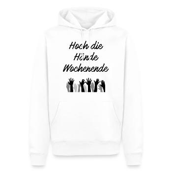 Hoch die Hände Wochenende | Geschenkidee witzig - Männer Premium Bio Hoodie - Weiß - Vorne - Nico (187cm)