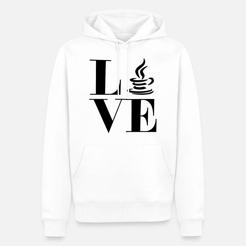 J'aime java - Sweat à capuche Premium bio Homme - blanc