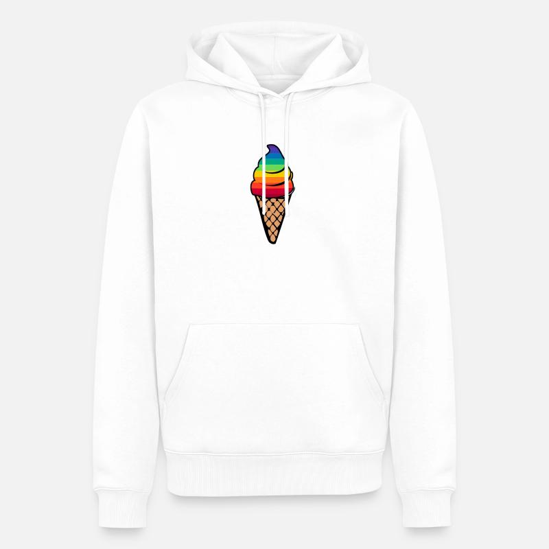 Regenbogen Eis Geschenk - Männer Premium Bio Hoodie - Weiß