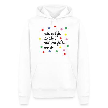 quand la vie est de la merde, mettez des confettis dessus - Sweat à capuche Premium bio Homme - blanc - Devant - Nico (187cm)