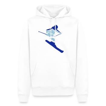 Skieur et silhouette de montagne - ski, ski - Sweat à capuche Premium bio Homme - blanc - Devant - Nico (187cm)