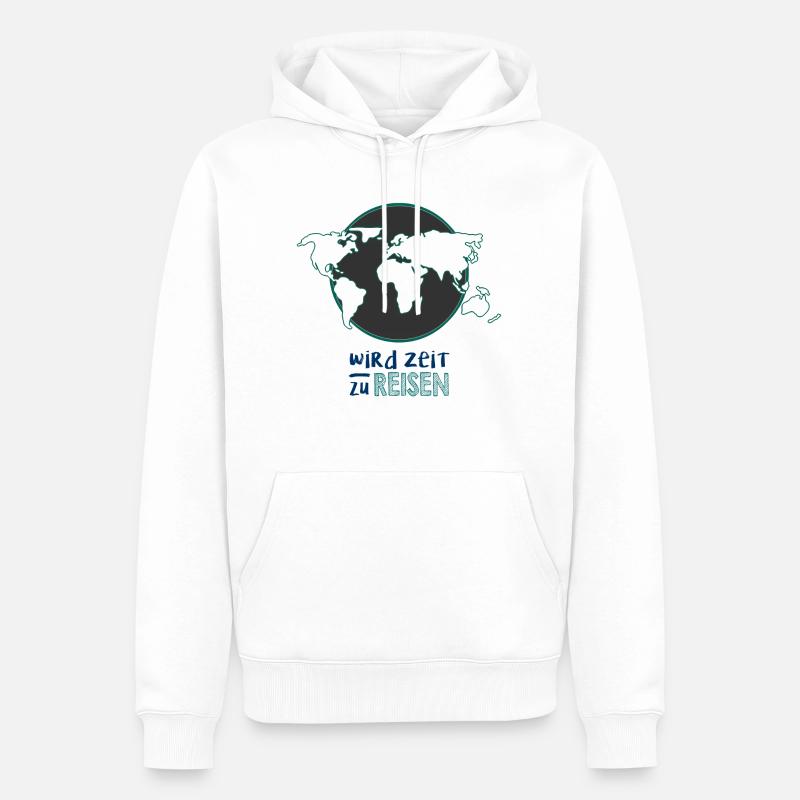 wird Zeit zu reisen Logo - Männer Premium Bio Hoodie - Weiß