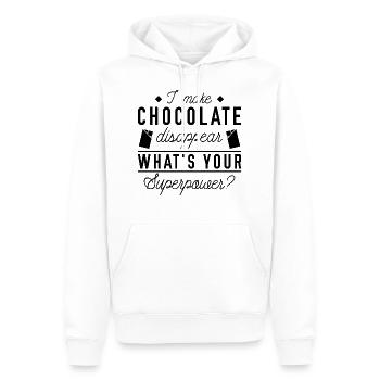 Je fais disparaître le chocolat - Sweat à capuche Premium bio Homme - blanc - Devant - Nico (187cm)