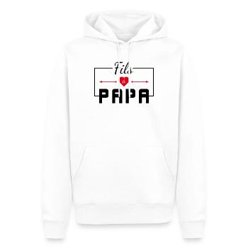 Fils à papa - T Shirt (Tee Shirt) cadeau fils - Sweat à capuche Premium bio Homme - blanc - Devant - Nico (187cm)