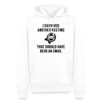 I Survived Another Meeting - Men’s Premium Organic Hoodie - white - Front - Nico (187cm)