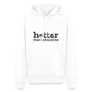 Heißer als ich sein sollte - Männer Premium Bio Hoodie - Weiß - Vorne - Nico (187cm)