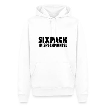 Sixpack im Speckmantel - Männer Premium Bio Hoodie - Weiß - Vorne - Nico (187cm)