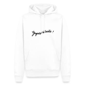 RETRAITE. BONNE RETRAITE. JOYEUSE RETRAITE - Sweat à capuche Premium bio Homme - blanc - Devant - Nico (187cm)