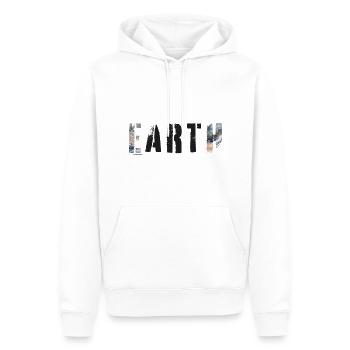 ERDKUNST - Männer Premium Bio Hoodie - Weiß - Vorne - Nico (187cm)