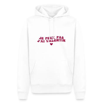 je peux pas j'ai Valentin - Sweat à capuche Premium bio Homme - blanc - Devant - Nico (187cm)