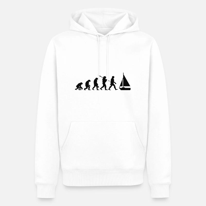 Evolution Segelboot Boot - Männer Premium Bio Hoodie - Weiß