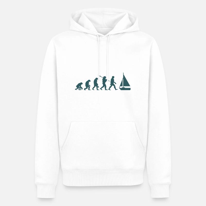Evolution Segelboot Boot - Männer Premium Bio Hoodie - Weiß