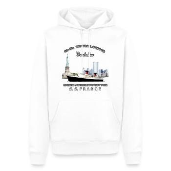 PAQUEBOT FRANCE Louis RUNEMBERG © Adagp - Sweat à capuche Premium bio Homme - blanc - Devant - Nico (187cm)