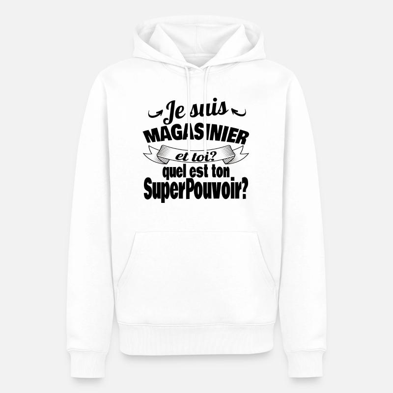 je suis magasinier - Sweat à capuche Premium bio Homme - blanc