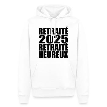Glücklicher Rentner Ruhestandsgeschenk 2025 - Männer Premium Bio Hoodie - Weiß - Vorne - Nico (187cm)