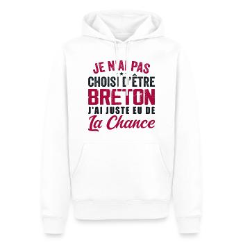 Pas Choisi D etre Breton - Cadeau Humour - Sweat à capuche Premium bio Homme - blanc - Devant - Nico (187cm)