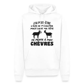 In meinem Kopf denke ich an meine Ziegen - Männer Premium Bio Hoodie - Weiß - Vorne - Nico (187cm)