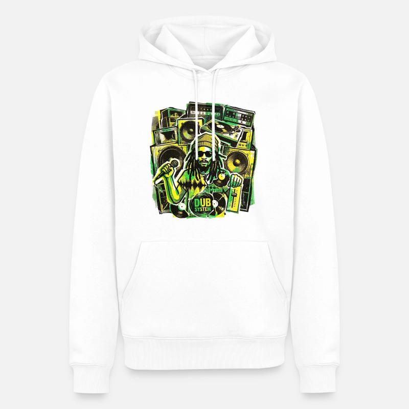 Système de son Dub Reggae - Sweat à capuche Premium bio Homme - blanc