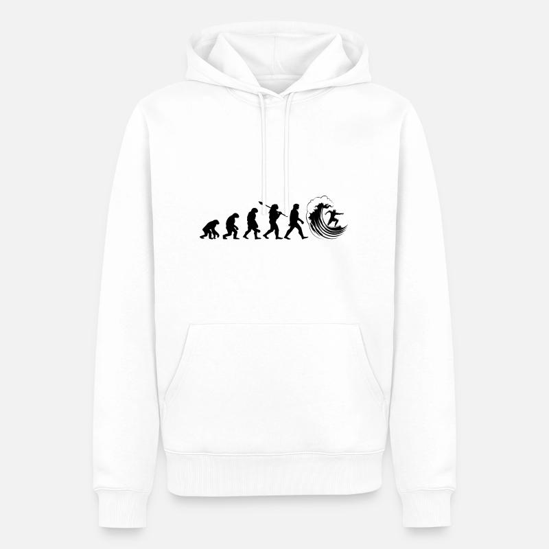 Evolution Surf - Männer Premium Bio Hoodie - Weiß