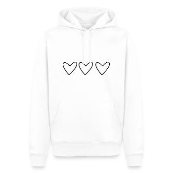 Trois cœurs pleins d’amour - Sweat à capuche Premium bio Homme - blanc - Devant - Nico (187cm)