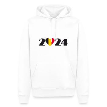 I love Belgium 2024, Vacances en Belgique 2024 - Sweat à capuche Premium bio Homme - blanc - Devant - Nico (187cm)