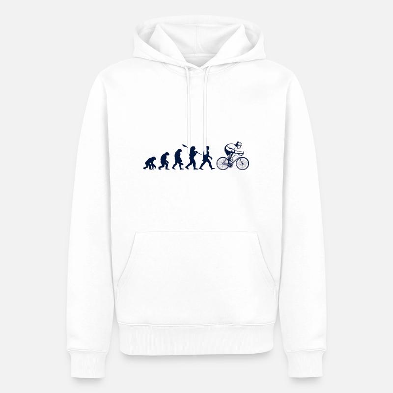 Evolution du cyclisme - Sweat à capuche Premium bio Homme - blanc