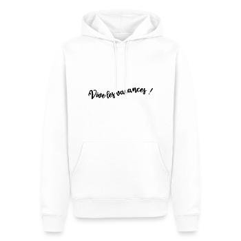 VIVE LES VACANCES. VACANCES. BONNES VACANCES - Sweat à capuche Premium bio Homme - blanc - Devant - Nico (187cm)