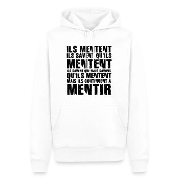 ils mentent ils savent qu'ils mentent - Sweat à capuche Premium bio Homme - blanc - Devant - Nico (187cm)