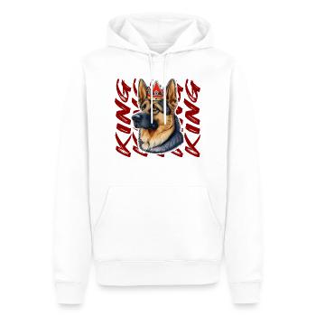GERMAN SHEPHERD DOG KING COMBAT CUTE BREED - Men’s Premium Organic Hoodie - white - Front - Nico (187cm)