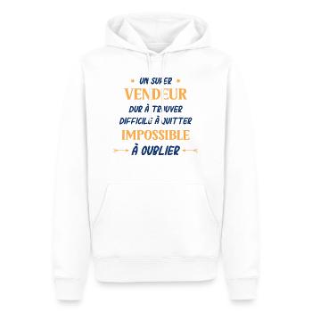 Un super vendeur - Sweat à capuche Premium bio Homme - blanc - Devant - Nico (187cm)