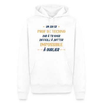 Un super prof de techno - Sweat à capuche Premium bio Homme - blanc - Devant - Nico (187cm)