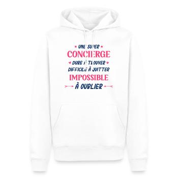 sUPER concierge - Sweat à capuche Premium bio Homme - blanc - Devant - Nico (187cm)