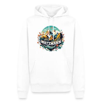 Watzmann Beauty Fleurs alpines Enthousiasme Fierté - Sweat à capuche Premium bio Homme - blanc - Devant - Nico (187cm)