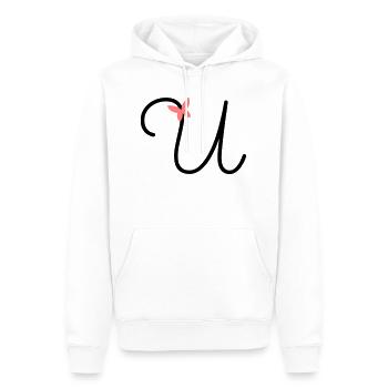 Lettre U Papillon Lettre - Sweat à capuche Premium bio Homme - blanc - Devant - Nico (187cm)