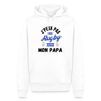 Ich kann nicht Rugby mit meinem Vater haben - Männer Premium Bio Hoodie - Weiß - Vorne - Nico (187cm)