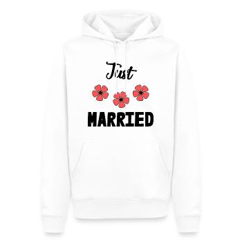 PAAR. GERADE VERHEIRATET. Junggesellinnenabschied. HEILIGER VALENTIN. MARIES - Männer Premium Bio Hoodie - Weiß - Vorne - Nico (187cm)