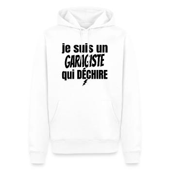 je suis un garagiste qui déchire - Sweat à capuche Premium bio Homme - blanc - Devant - Nico (187cm)