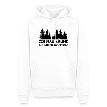 Ich Mag Bäume Die Halten Die Fresse - Männer Premium Bio Hoodie - Weiß - Vorne - Nico (187cm)