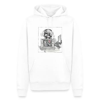 Hamsterrad Büro Alltag - Männer Premium Bio Hoodie - Weiß - Vorne - Nico (187cm)