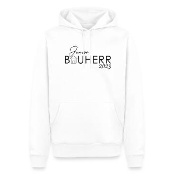 Junior Kind Bauherr 2023 | Hauskauf Eigenheim Boy - Männer Premium Bio Hoodie - Weiß - Vorne - Nico (187cm)