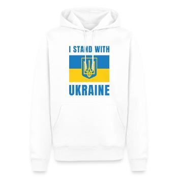 I Stand With Ukraine - Men’s Premium Organic Hoodie - white - Front - Nico (187cm)