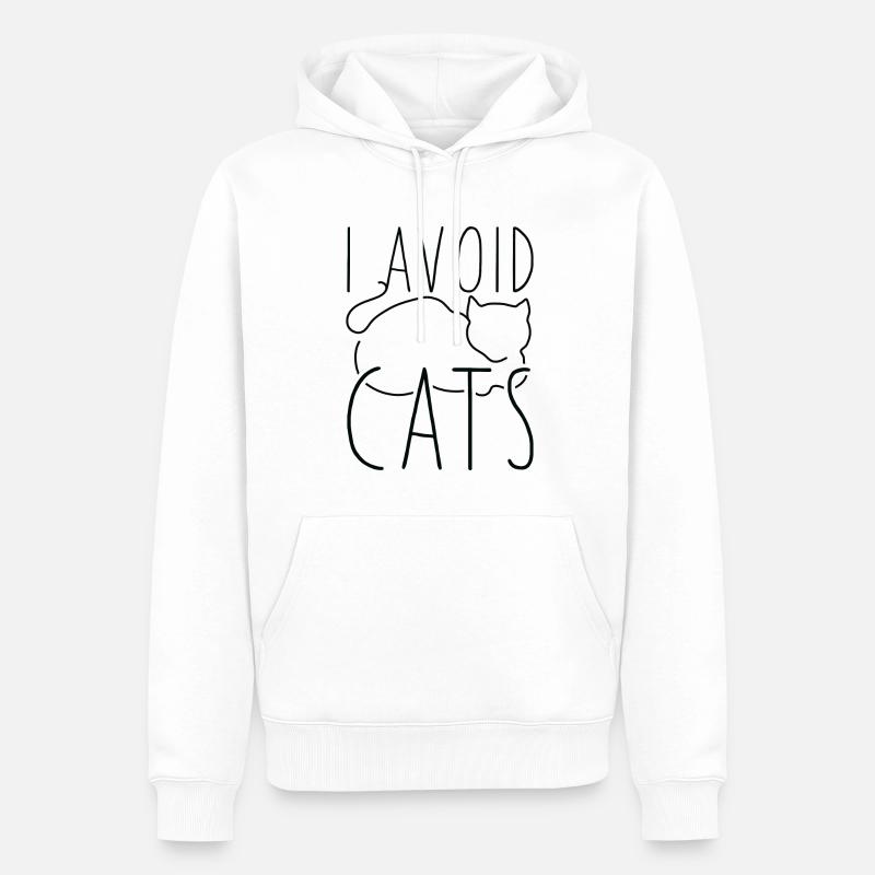 J’évite les chats - Sweat à capuche Premium bio Homme - blanc
