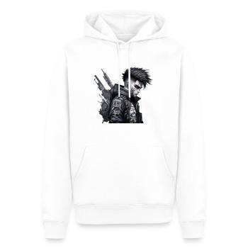 Cyberpunk Boy Cyborg Humanoid Android - Men’s Premium Organic Hoodie - white - Front - Nico (187cm)