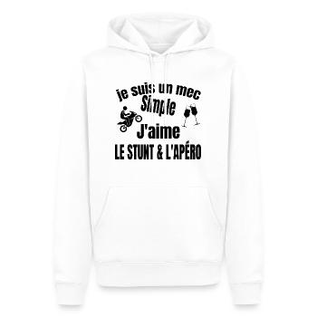 stunt et apéro - Sweat à capuche Premium bio Homme - blanc - Devant - Nico (187cm)