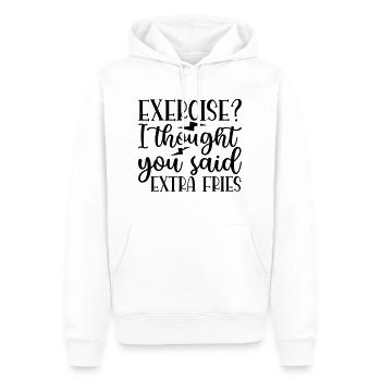 34 exercise i thought you said extra fries - Men’s Premium Organic Hoodie - white - Front - Nico (187cm)