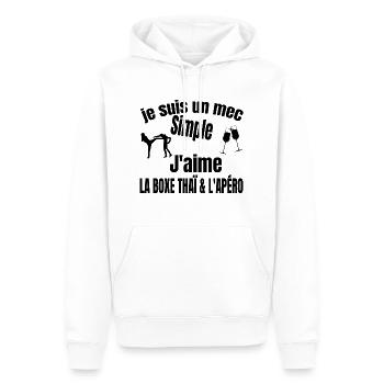boxe thaï et apéro - Sweat à capuche Premium bio Homme - blanc - Devant - Nico (187cm)